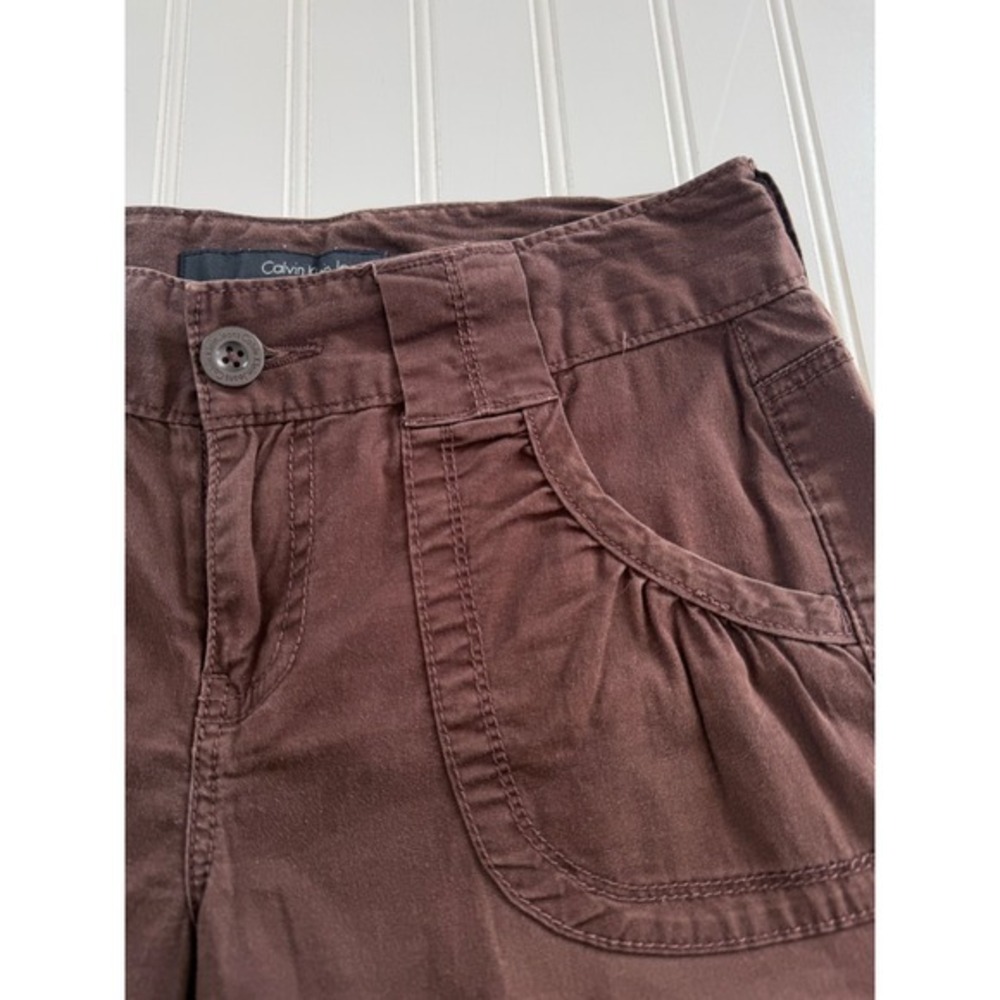 Calvin Klein Jeans Womens 4 Bermuda Shorts Brown‎ Stretch Mid Rise Casual - Picture 2 of 8